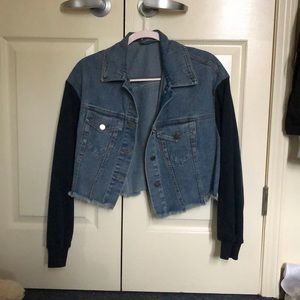 Sweatshirt sleeve jean jacket